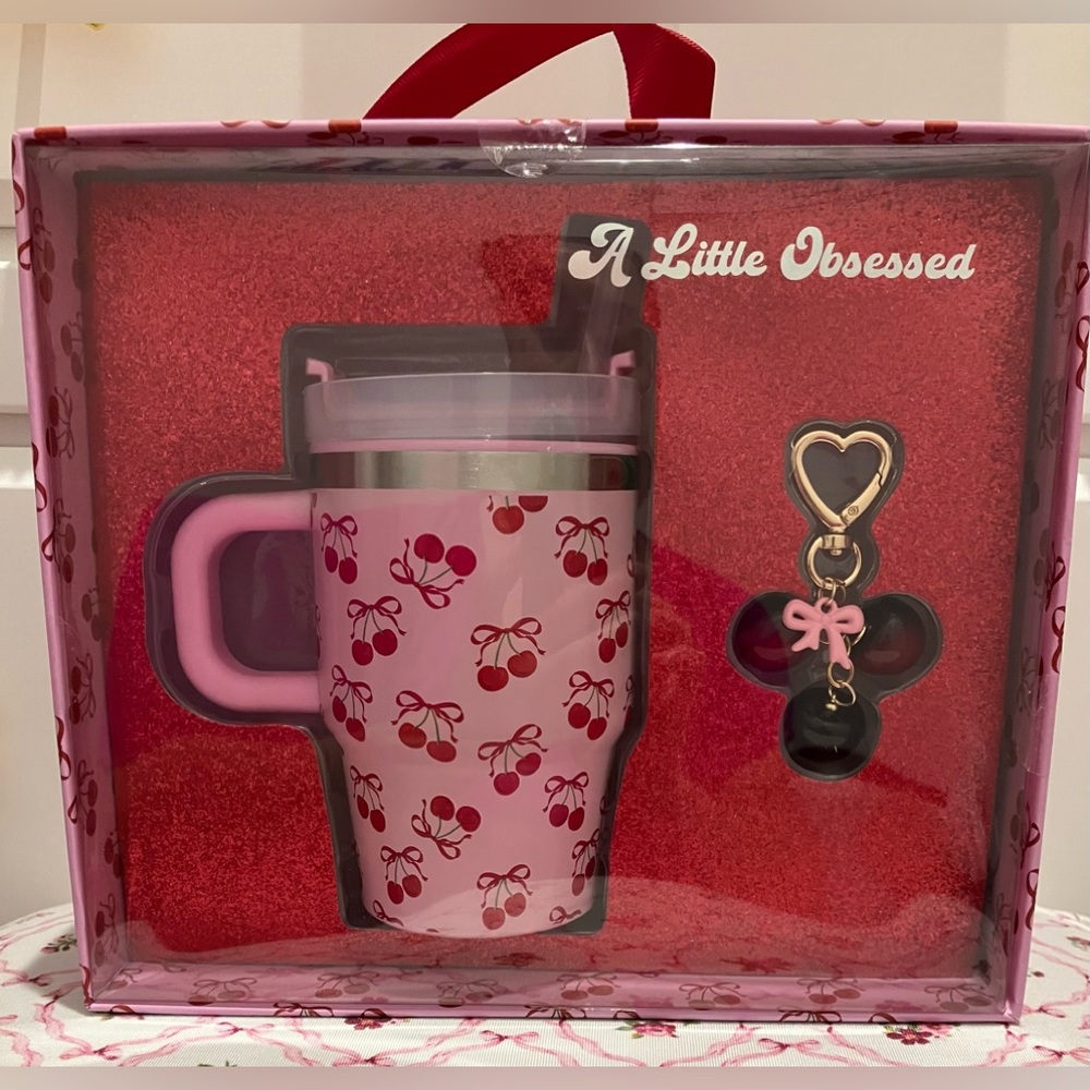 A Little Obsessed-The Berry Best Gift Set 14oz tumbler & cherries bag charm